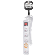 Solight predlžovací prívod, 5 zásuviek, biely, vypínač, 2m