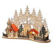 Solight LED vianočné mestečko s kostolom, 30x19cm, 2x AAA