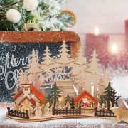 Solight LED vianočné mestečko s kostolom, 30x19cm, 2x AAA