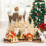 Solight LED vianočné mestečko s kostolom, 30x19cm, 2x AAA