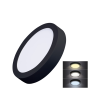 Solight LED mini panel CCT, prisazený, 12W, 900lm, 3000K, 4000K, 6000K, okrúhly, čierna farba