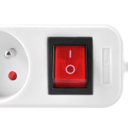 Solight predlžovací prívod, 4 zásuvky, biely, vypínač, 3m