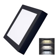 Solight LED mini panel CCT, prisazený, 18W, 1530lm, 3000K, 4000K, 6000K, štvorcový, čierna farba