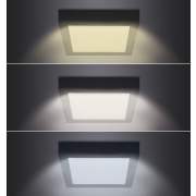 Solight LED mini panel CCT, prisazený, 18W, 1530lm, 3000K, 4000K, 6000K, štvorcový, čierna farba