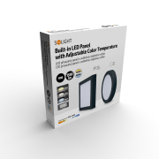 Solight LED mini panel CCT, prisazený, 18W, 1530lm, 3000K, 4000K, 6000K, štvorcový, čierna farba