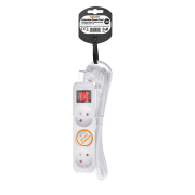 Solight predlžovací prívod, 3 zásuvky, biely, vypínač, 1,5m