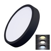 Solight LED mini panel CCT, prisazený, 24W, 1800lm, 3000K, 4000K, 6000K, okrúhly, čierna farba