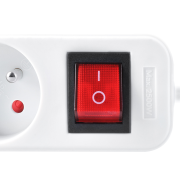 Solight predlžovací prívod, 6 zásuviek, biely, vypínač, 2m