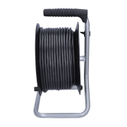 Solight predlžovací prívod na bubne, 4 zásuvky, 50m, čierny kábel, 3x 1,5mm2