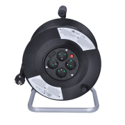 Solight predlžovací prívod na bubne, 4 zásuvky, 50m, čierny kábel, 3x 1,5mm2