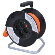 Solight predlžovací prívod na bubne, 4 zásuvky, 25m, oranžový kábel, 3x 1,5mm2